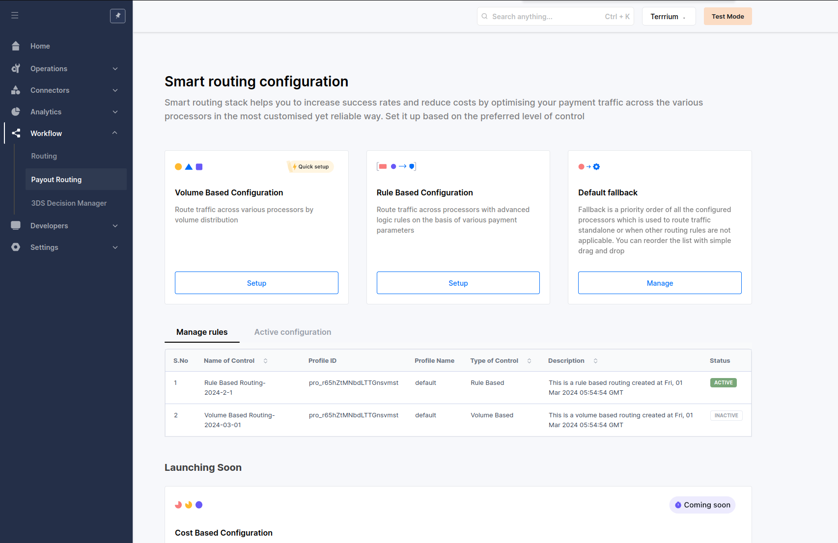 View configured rules